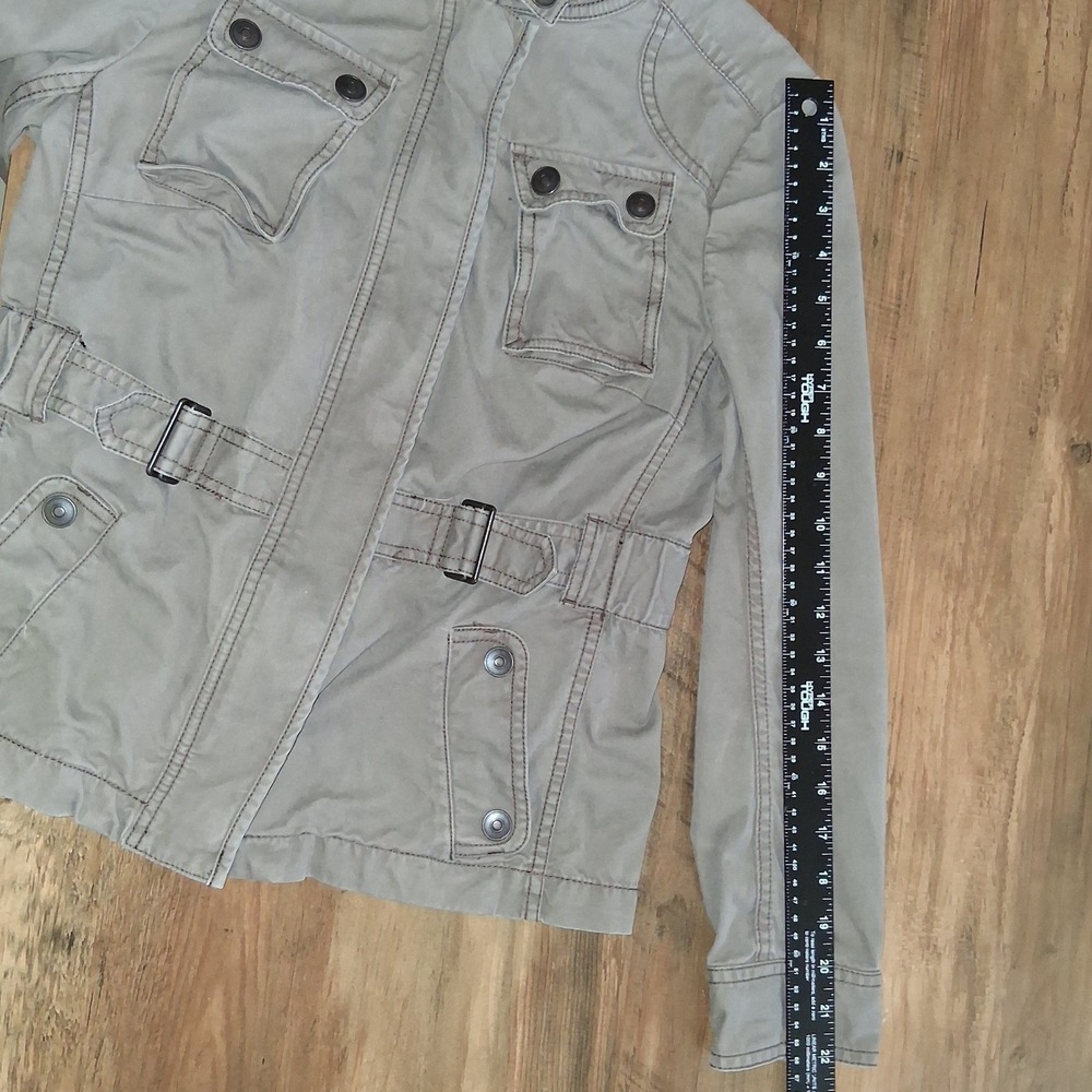 Ann Taylor LOFT Utility Field Jacket Olive Taupe Cotton Military Coat Womens 4P - Picture 6 of 16